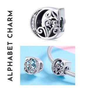 🐘🐘 S925 Sterling Silver Diamond Letter “C” Charm